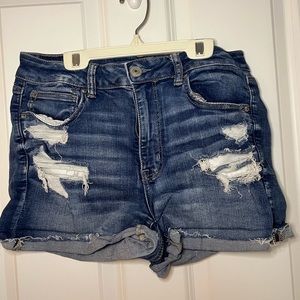 American Eagle Hi-Rise Shortie Denim Distressed Shorts - Size 12